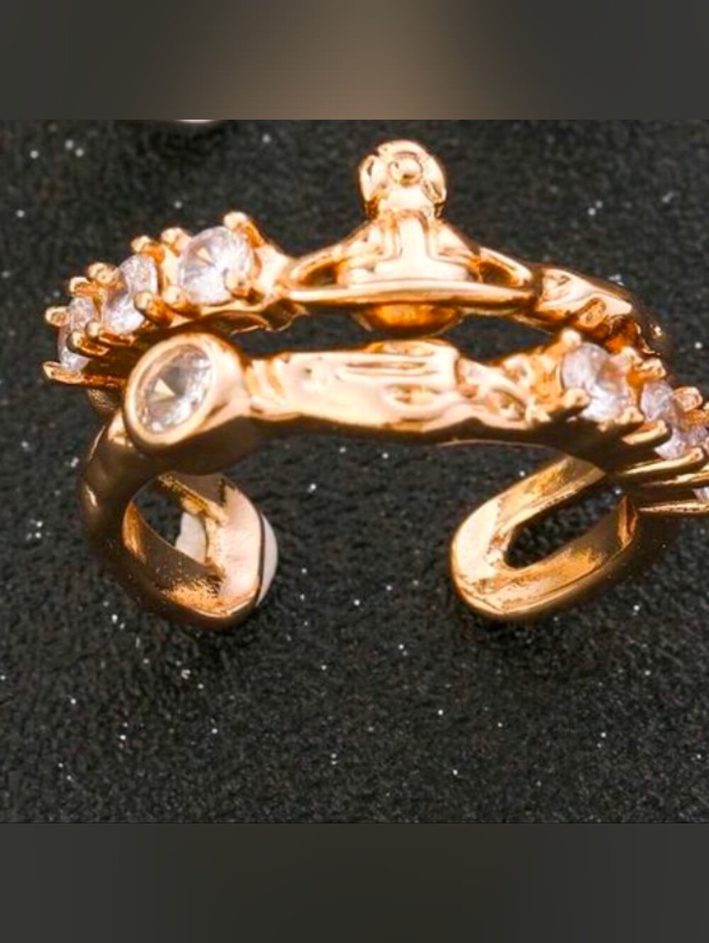 Fashion Unique Gold Crystal Open Band Ring - Picture 4 of 12